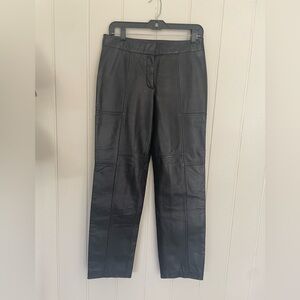 Black Leather Straight-Leg Pants size 4